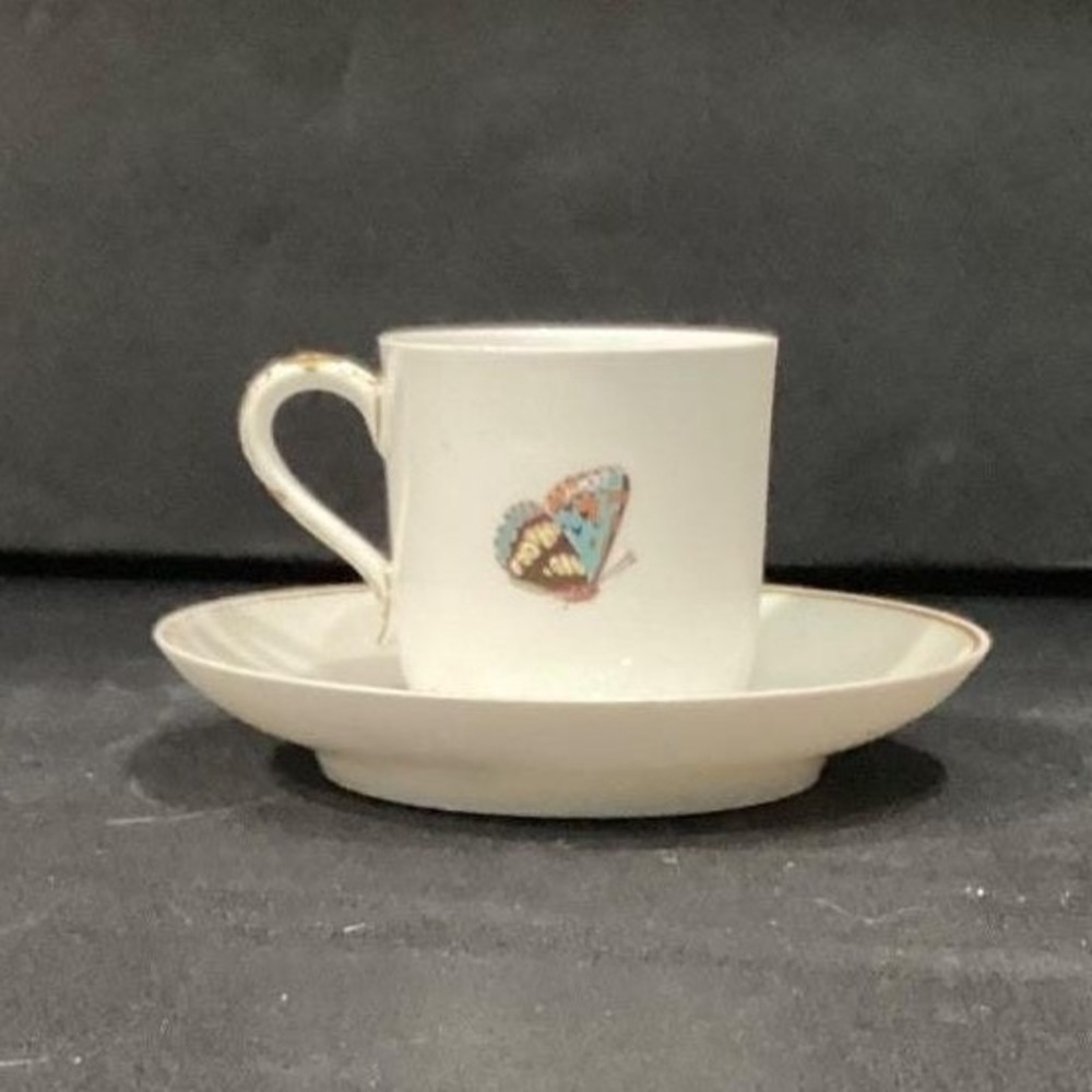 Haviland Limoges Meadow Visitors Teacup & Saucer, Two Piece Set Butterfly Design - Picture 11 of 17